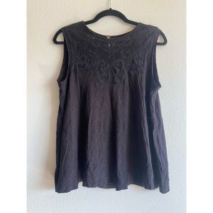 Free People Black Lace Flowy Tank Top SIZE S